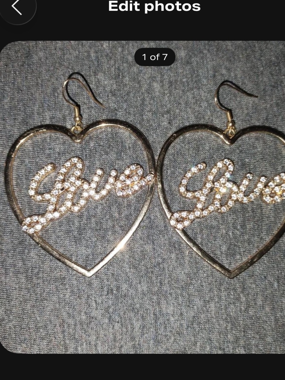 Macy's Gold-tone Heart Drop Earrings with Rhinestone "Love" Script